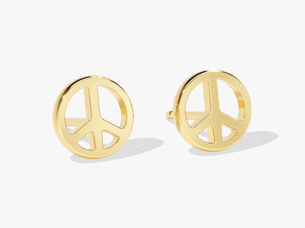 14k Solid Gold Peace Sign Earrings