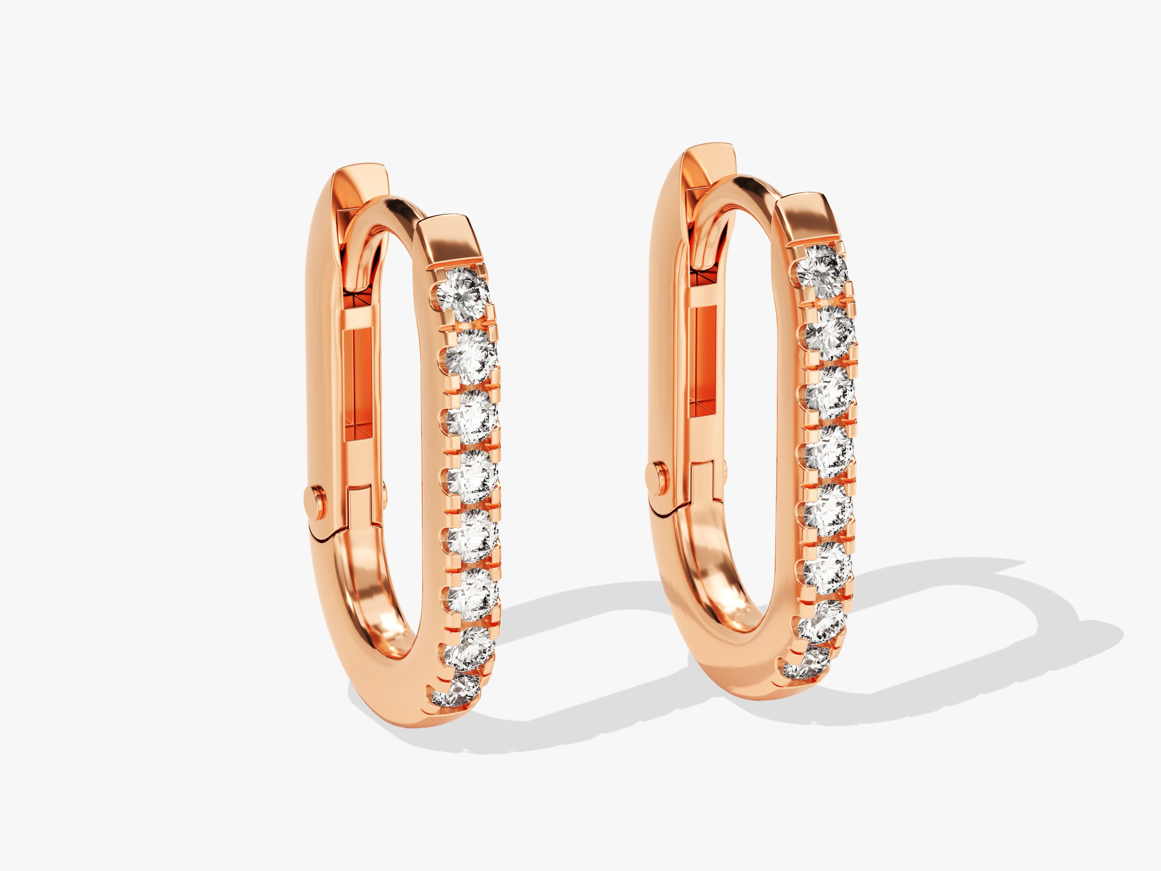 Rose gold diamond oval hoop earrings for women