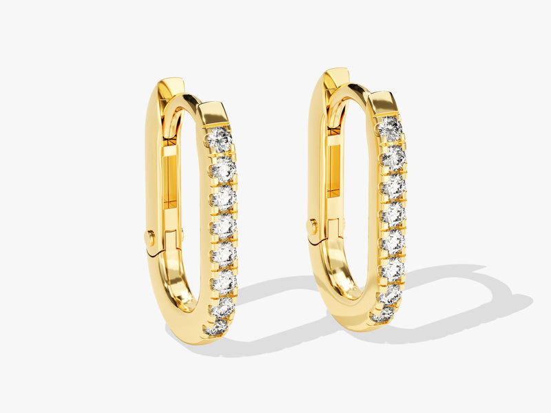 14k Solid Gold Elongated Diamond Earrings