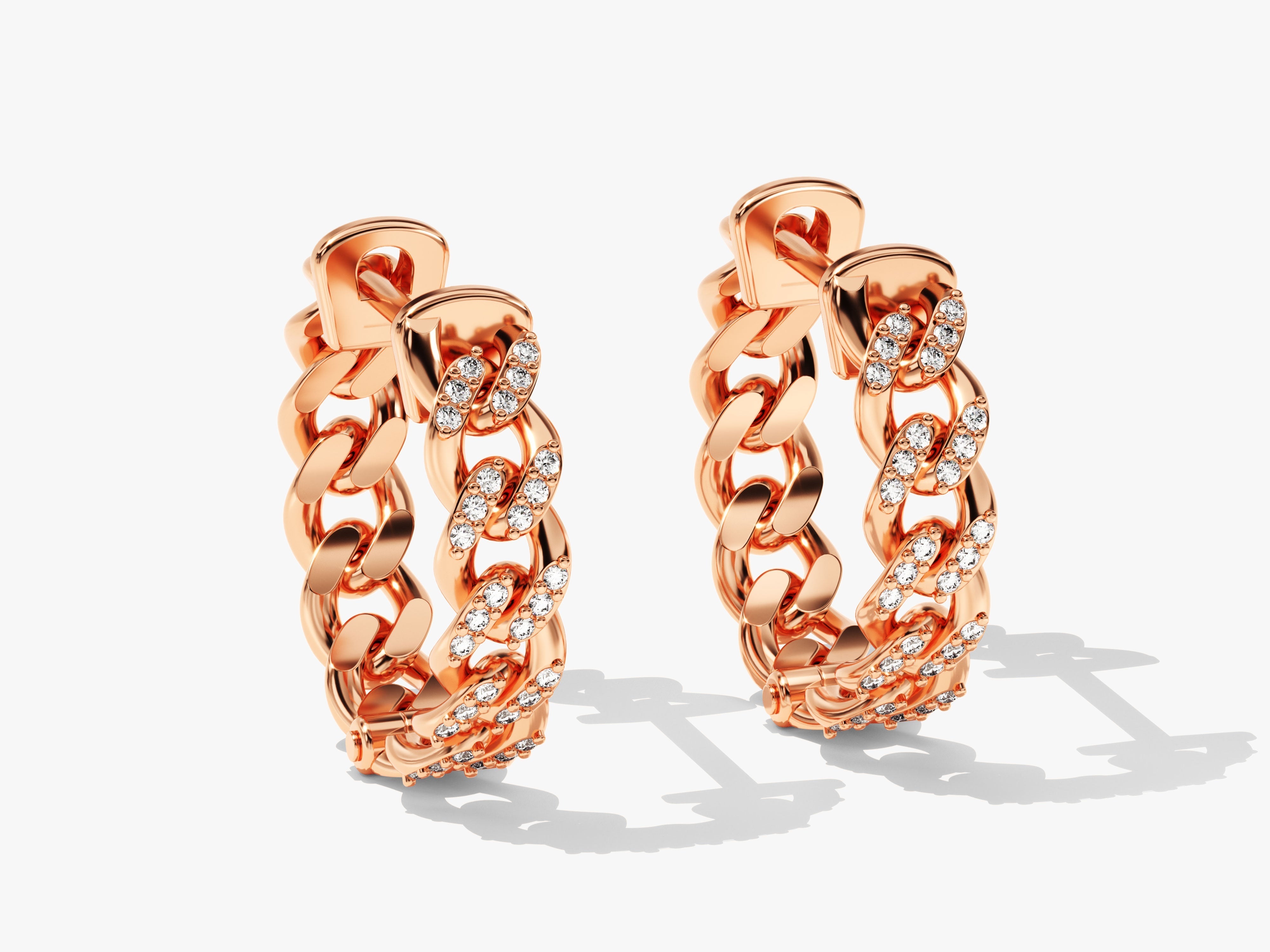 Rose gold diamond curb link hoop earrings for jewelry lovers