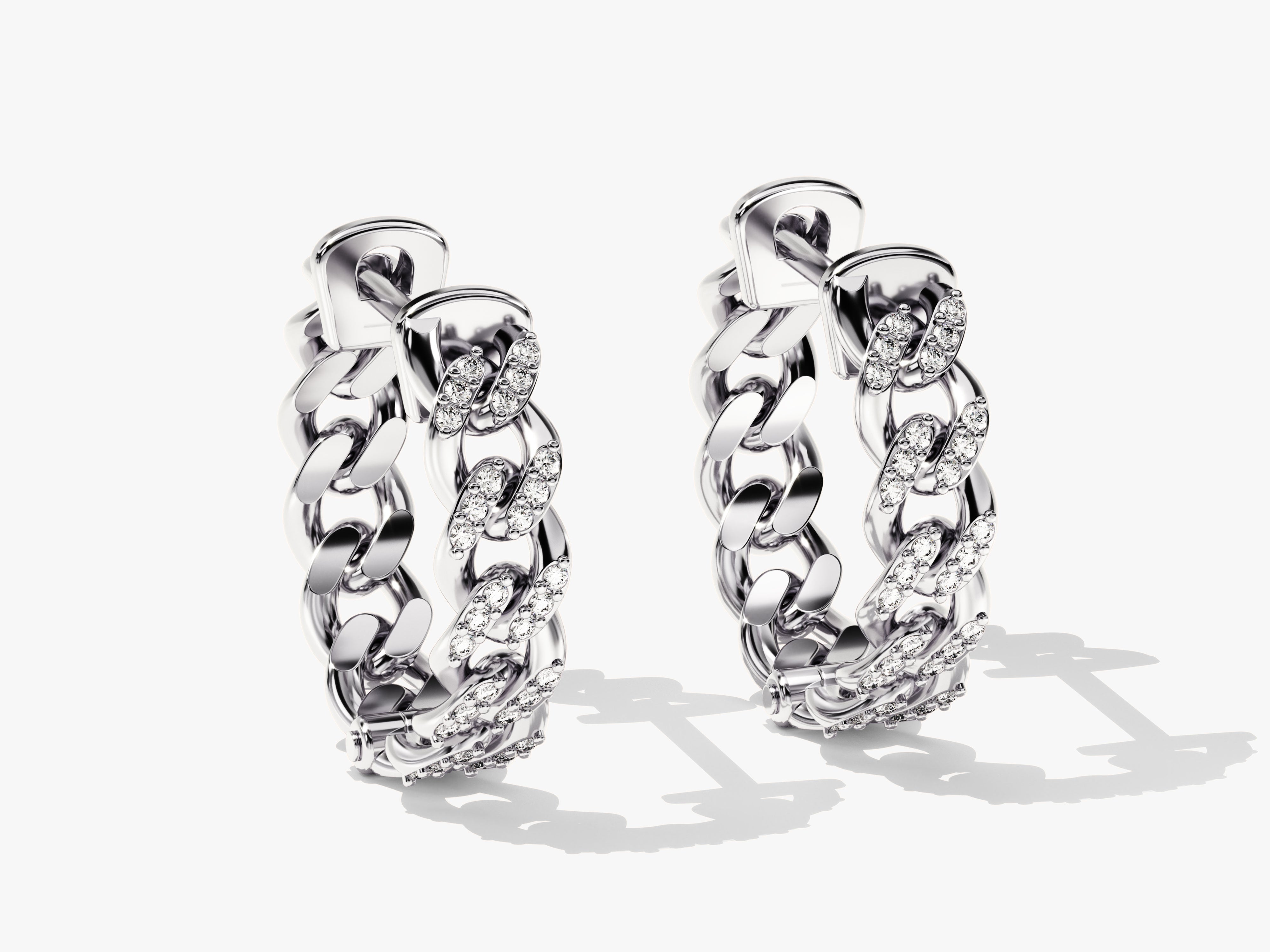 Diamond curb link hoop earrings for jewelry brand