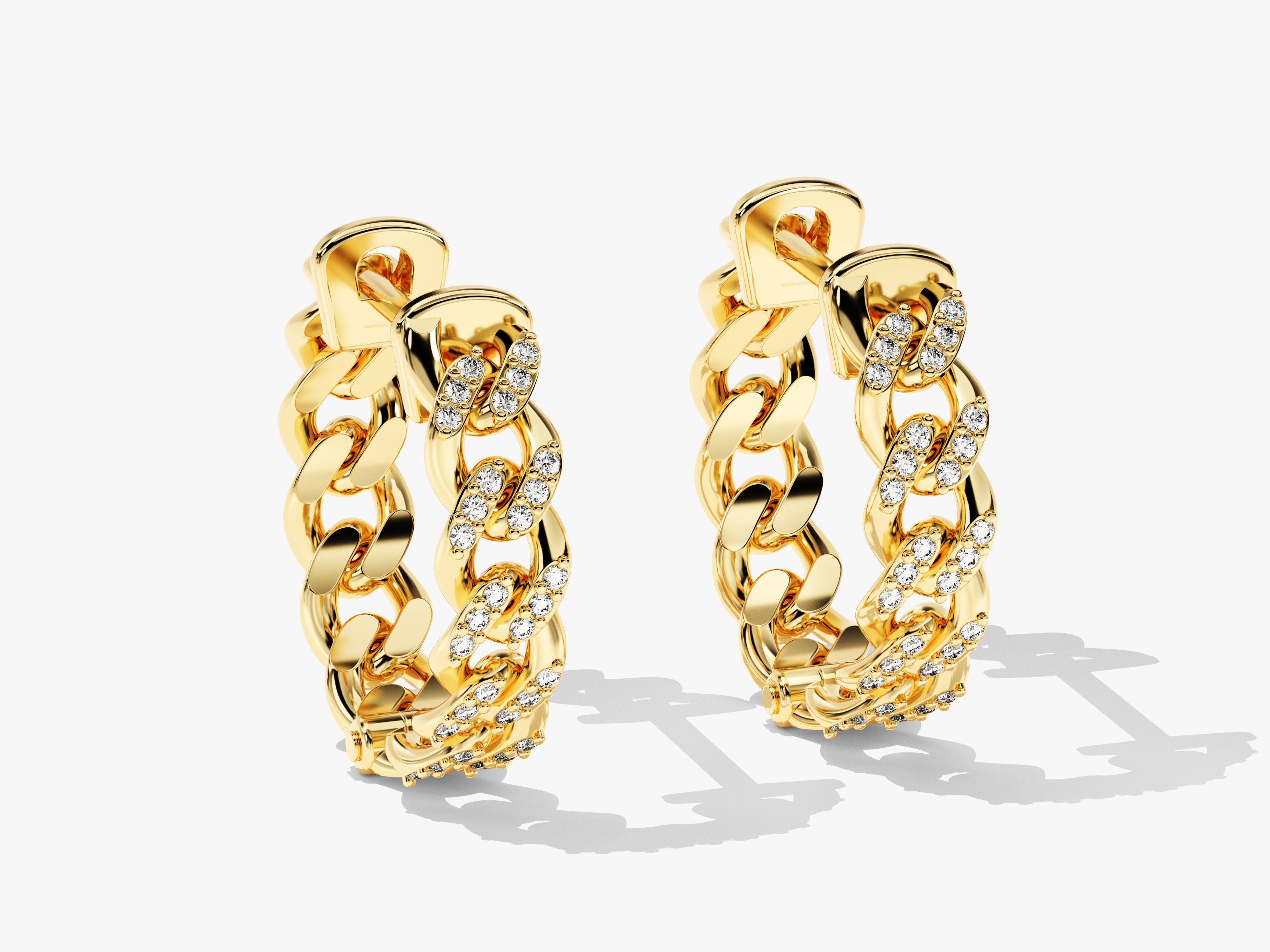 Diamond curb link hoop earrings in gold for jewelry lovers
