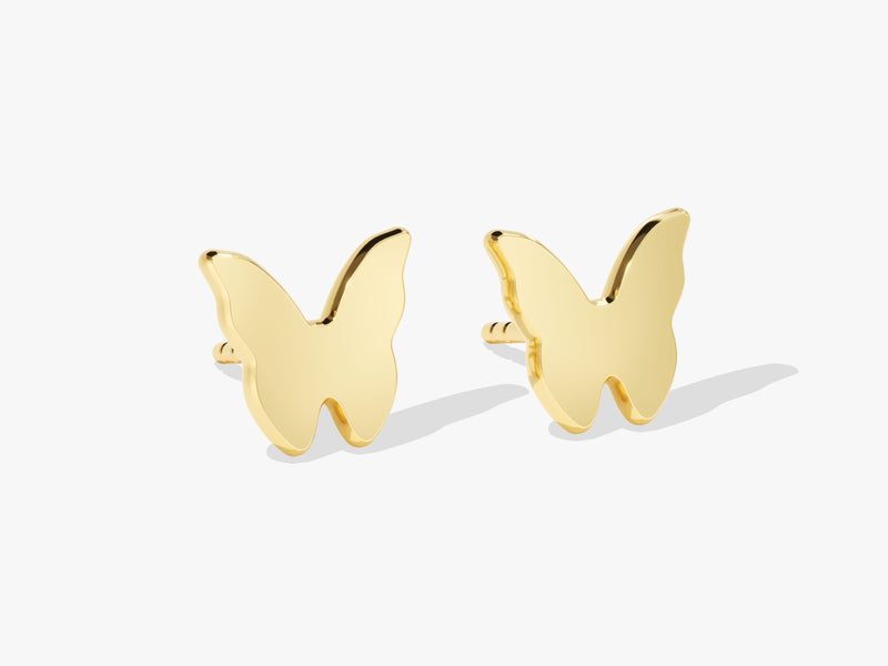 14k Solid Gold Tiny Butterfly Stud Earrings