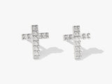 14k Solid Gold Pave Diamond Cross Earrings