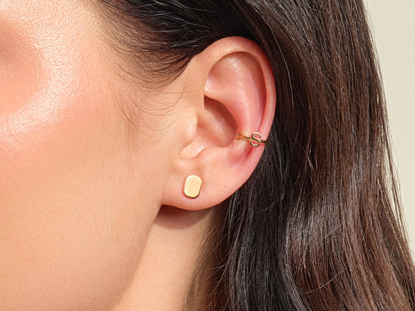 14k Solid Gold Engravable Octagon Earrings