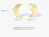 14k Solid Gold Mini Crescent Moon Stud Earrings