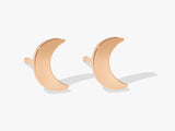 14k Solid Gold Mini Crescent Moon Stud Earrings