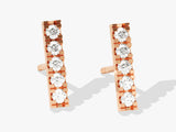 14k Solid Gold Vertical Bar Diamond Earrings