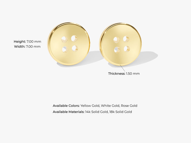 14k Solid Gold Button Earrings