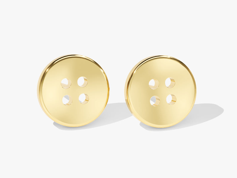 14k Solid Gold Button Earrings