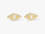 14k Solid Gold Pave Diamond Evil Eye Stud Earrings