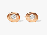 14k Solid Gold Flush Set Diamond Stud Earrings