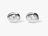 14k Solid Gold Flush Set Diamond Stud Earrings