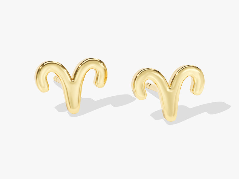 14k Solid Gold Zodiac Stud Earrings