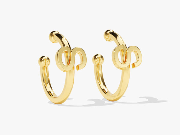 14k Solid Gold Custom Initial Ear Cuff