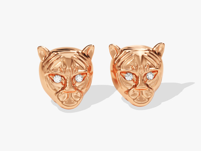 14k Solid Gold Tiger Earrings