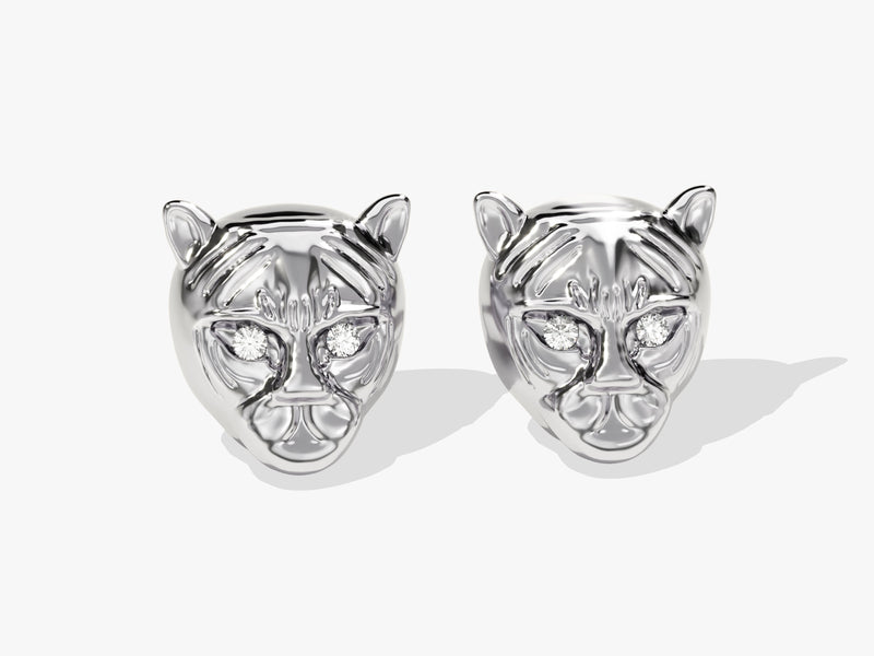 14k Solid Gold Tiger Earrings