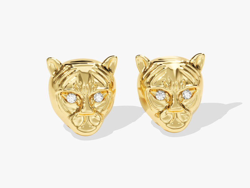 14k Solid Gold Tiger Earrings