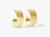 14k Solid Gold Scratched Hoop Earrings