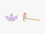 Alexandrite Marquise Crown Stud Earrings in 14k Solid Gold