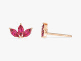 Ruby Marquise Crown Stud Earrings in 14k Solid Gold