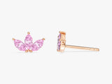 Pink Tourmaline Marquise Crown Stud Earrings in 14k Solid Gold