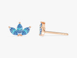Blue Topaz Marquise Crown Stud Earrings in 14k Solid Gold