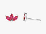 Ruby Marquise Crown Stud Earrings in 14k Solid Gold
