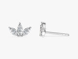 Diamond Birthstone Marquise Crown Stud Earrings in 14k Solid Gold