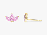 Pink Tourmaline Marquise Crown Stud Earrings in 14k Solid Gold