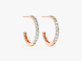 Aquamarine Huggies in 14k Solid Gold