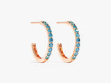 Blue Topaz Huggies in 14k Solid Gold