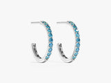Blue Topaz Huggies in 14k Solid Gold