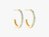 Aquamarine Huggies in 14k Solid Gold