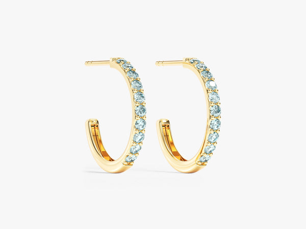 Aquamarine Huggies in 14k Solid Gold