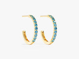 Blue Topaz Huggies in 14k Solid Gold