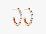 Baguette Diamond Birthstone Hoop Earrings in 14k Solid Gold