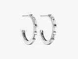 Baguette Diamond Birthstone Hoop Earrings in 14k Solid Gold
