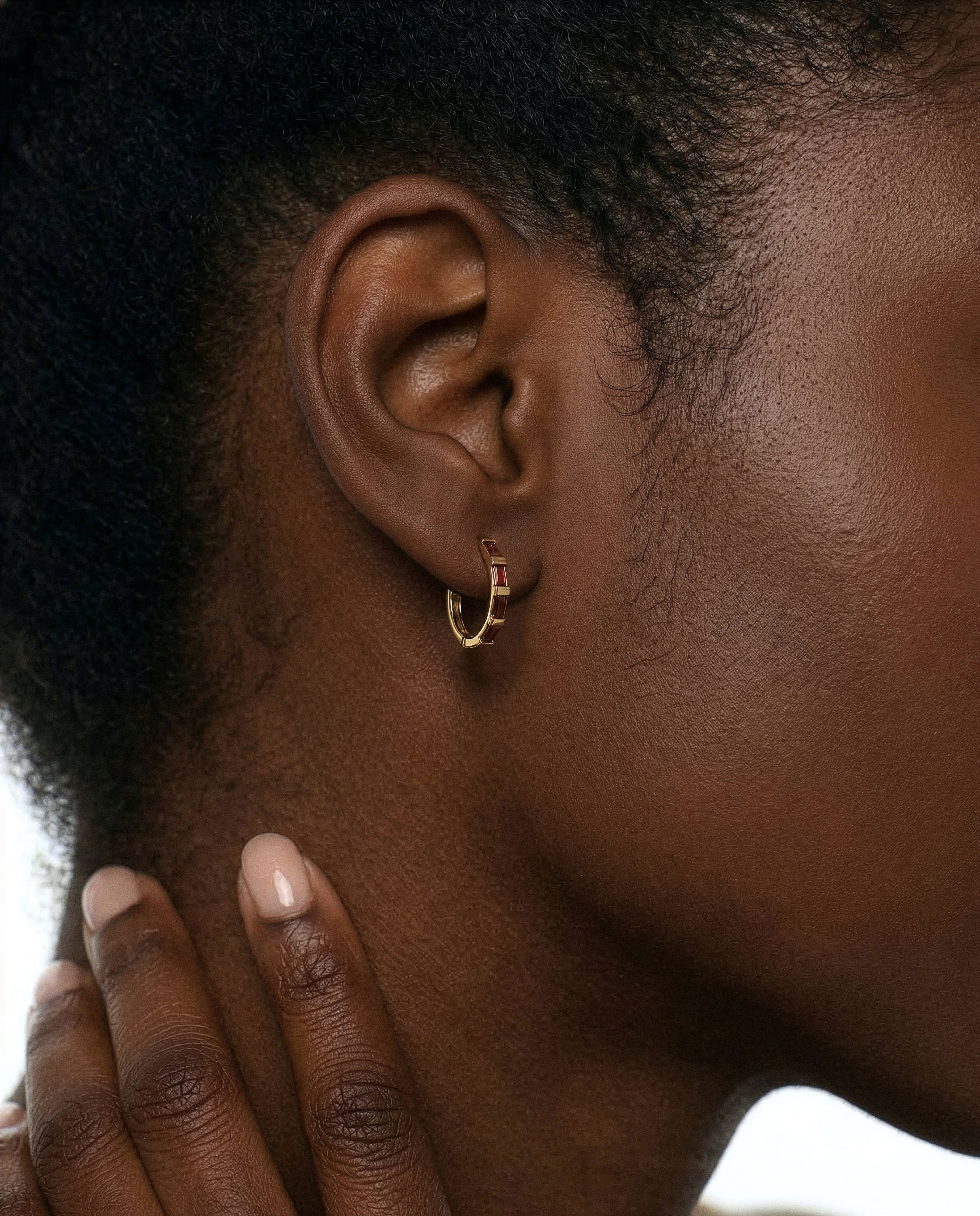 Baguette Birthstone Hoop Earrings