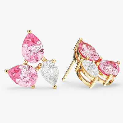 Trio Pear Cut Birthstone Stud Earrings