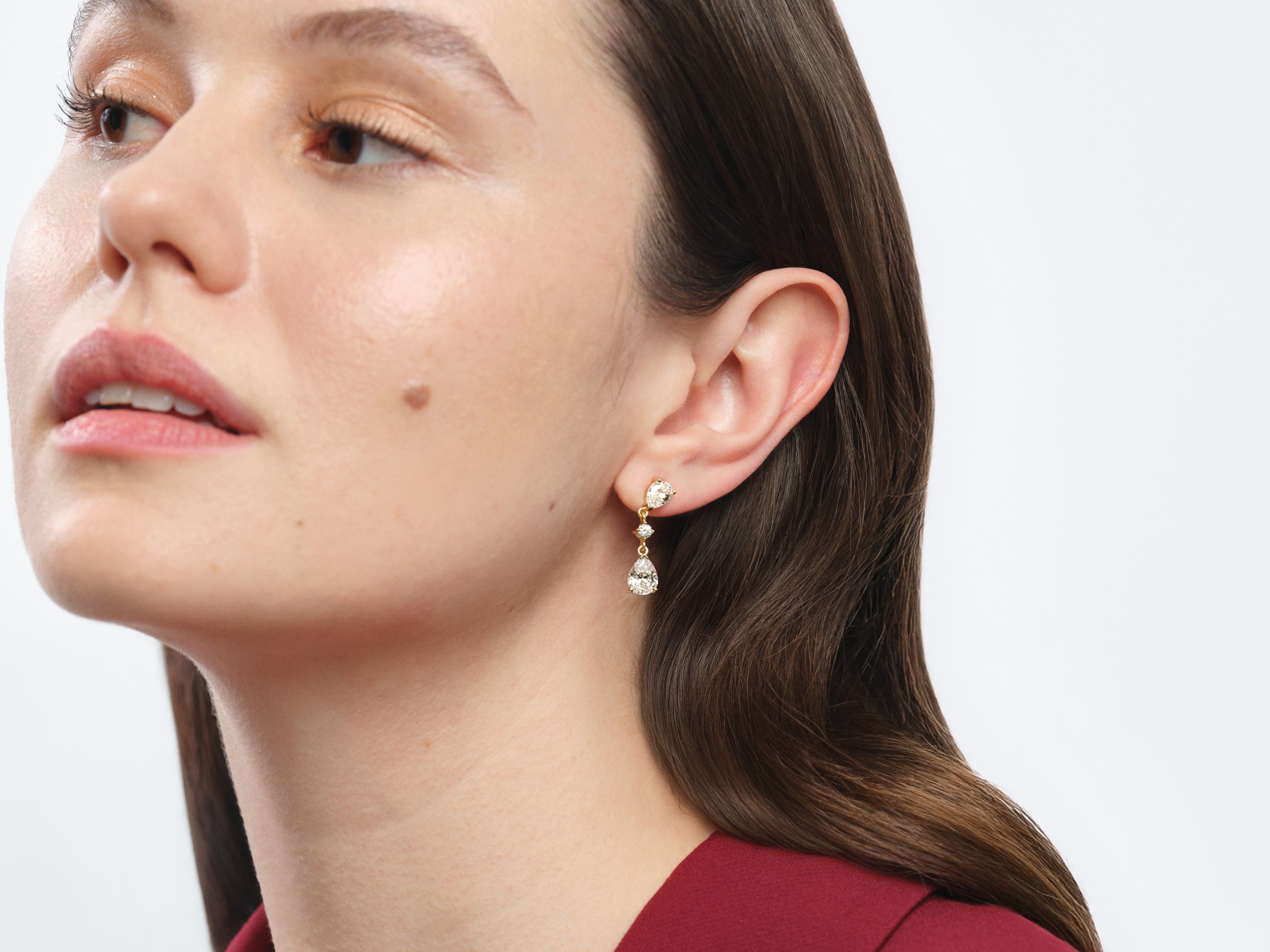 Pear Cut Stone Drop Earrings