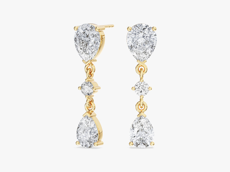 Pear Cut Stone Drop Earrings