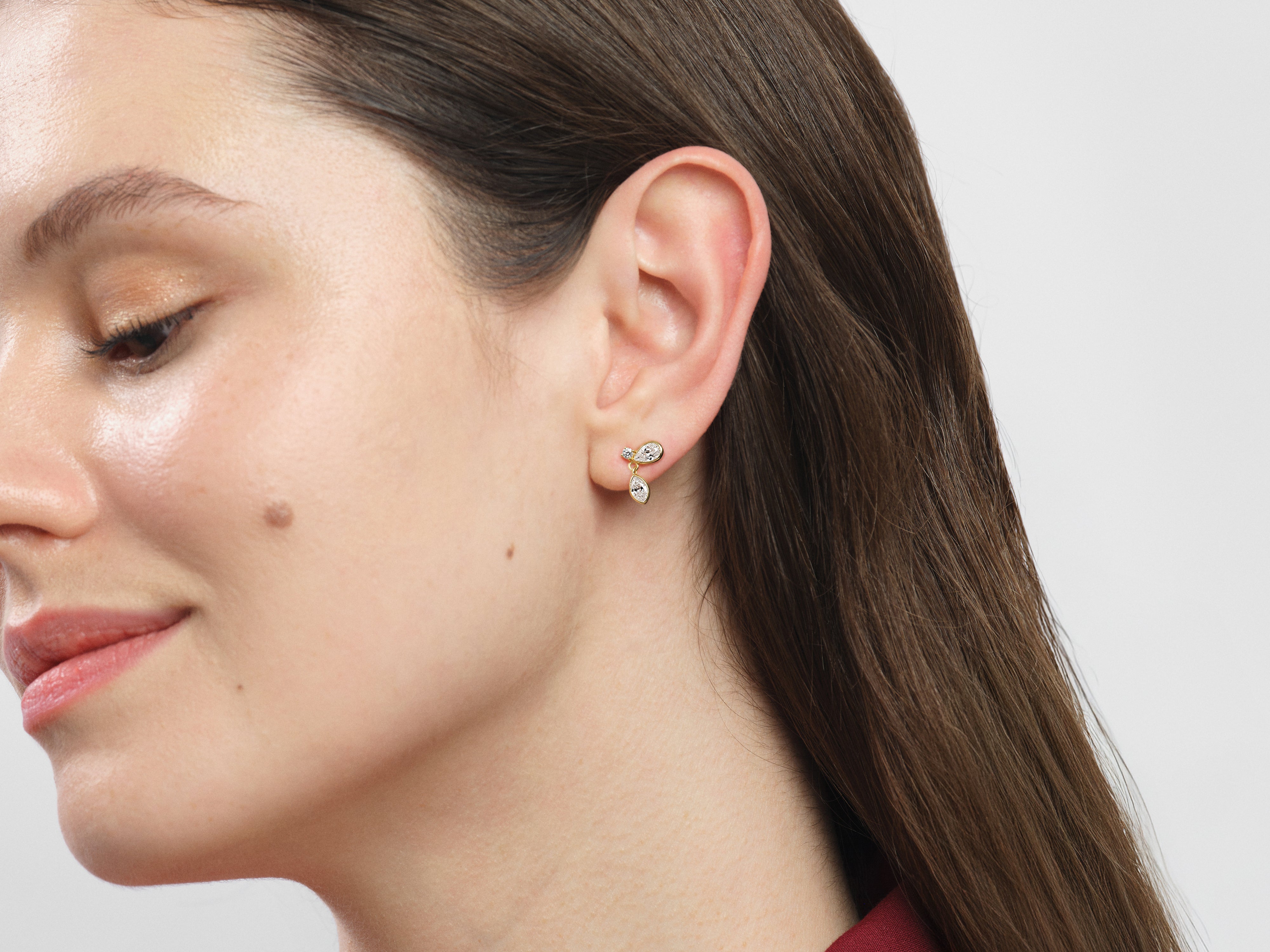 Bezel Pear Drop Earrings