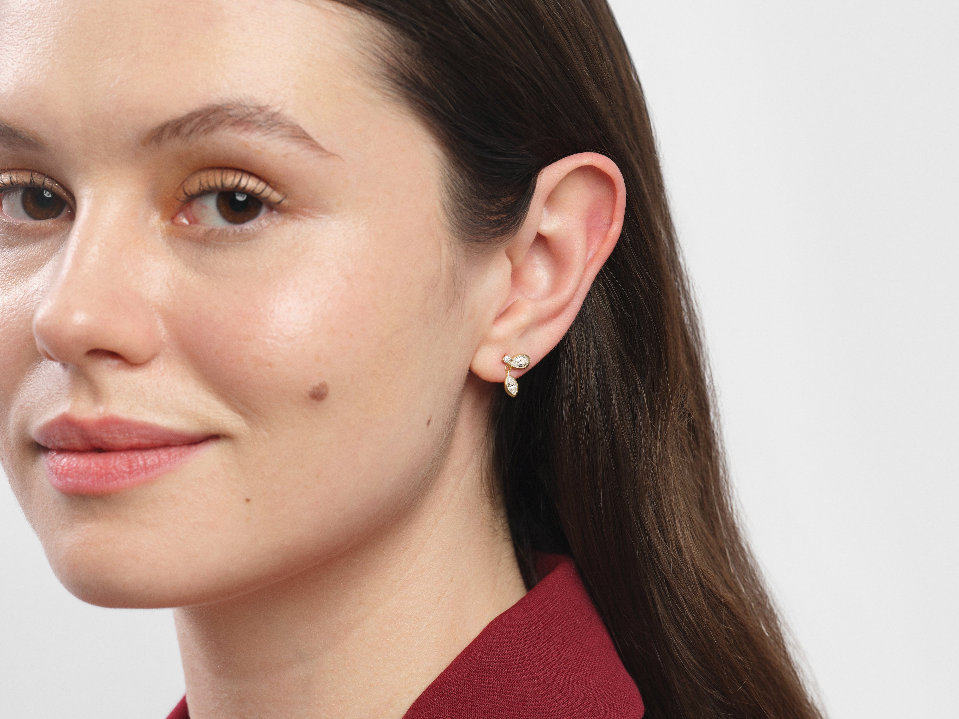 Bezel Pear Drop Earrings