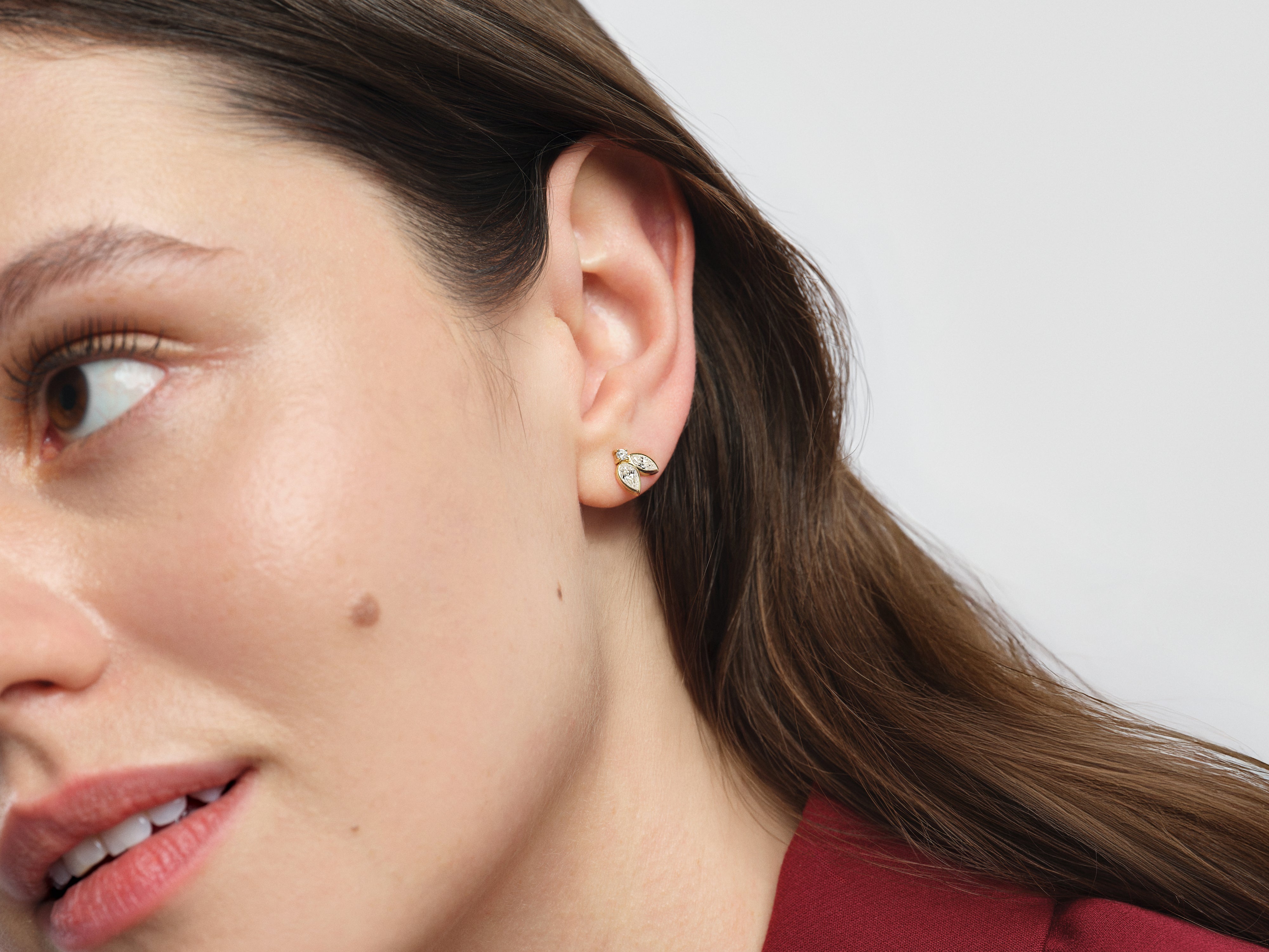 Bezel Pear Stud Earrings