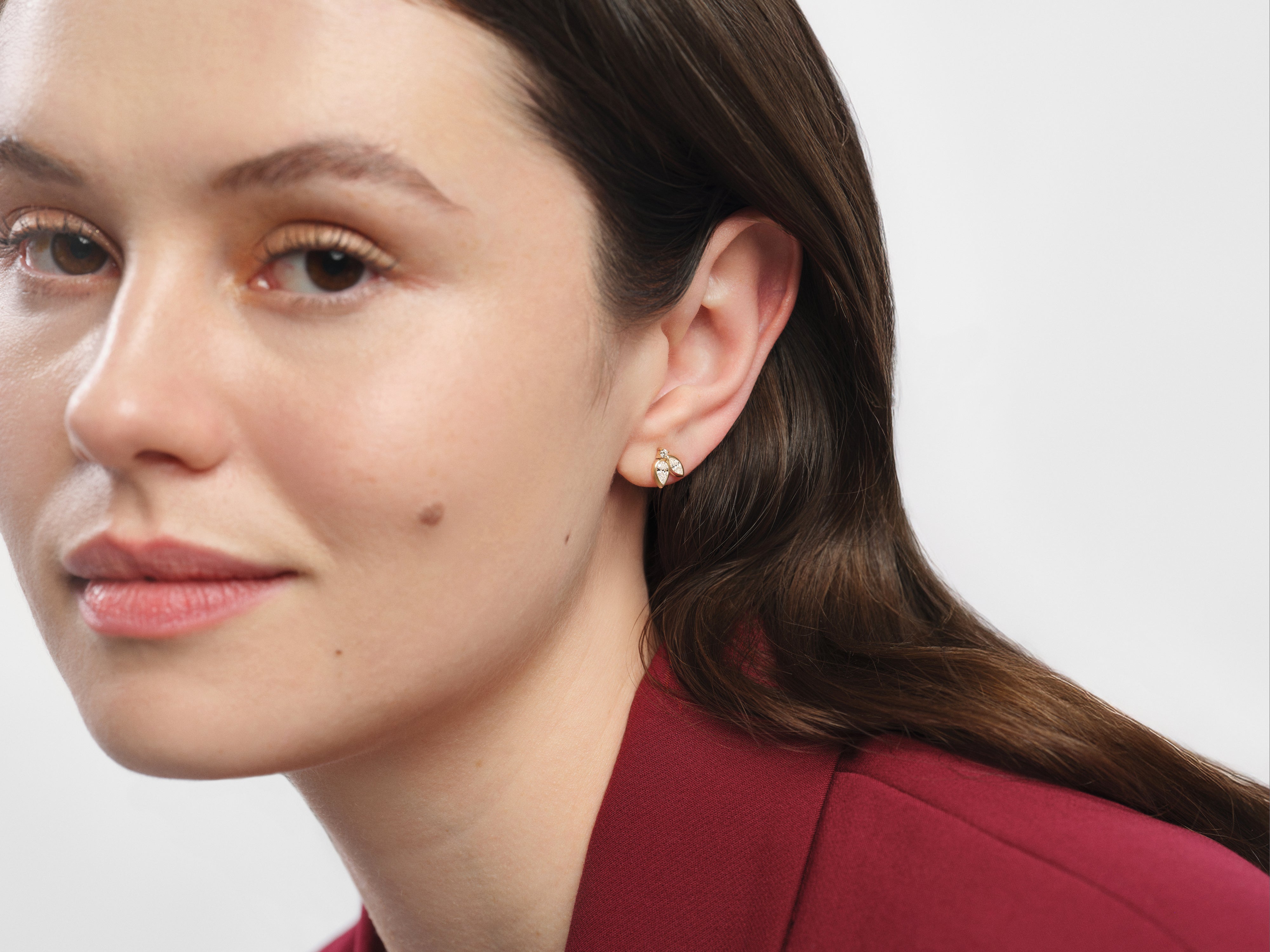 Bezel Pear Stud Earrings