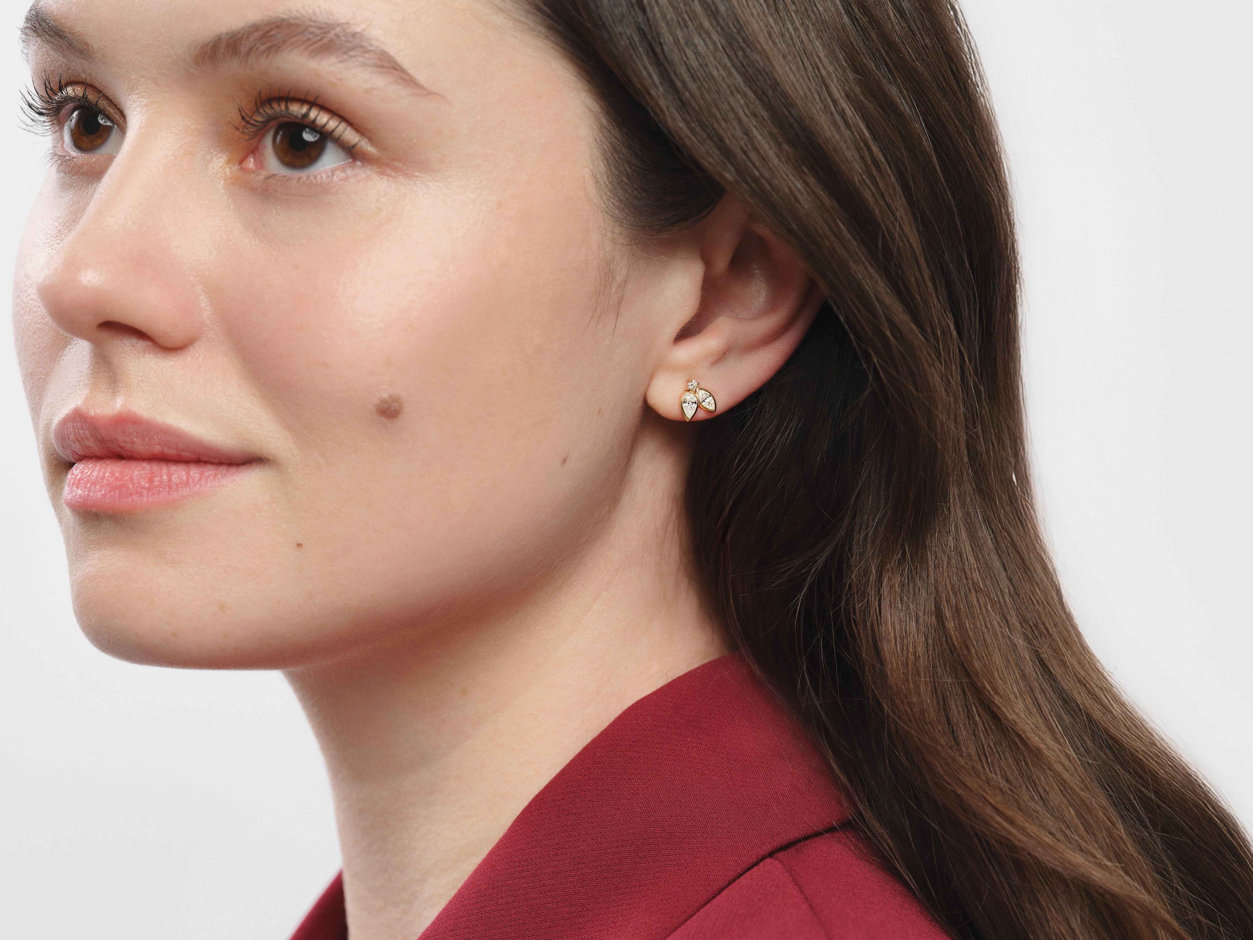 Bezel Pear Stud Earrings