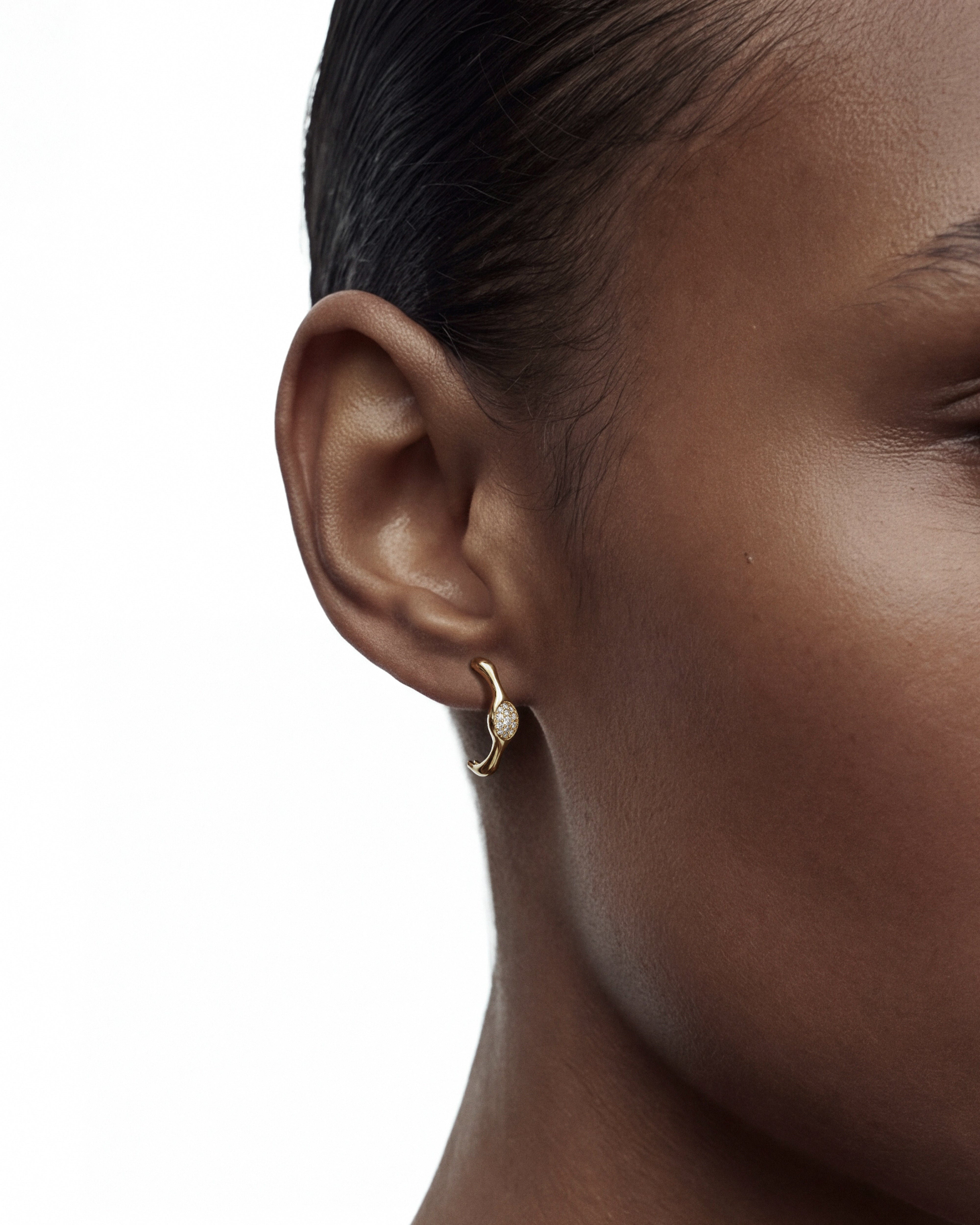 Pave Sculptural Hoop Earrings
