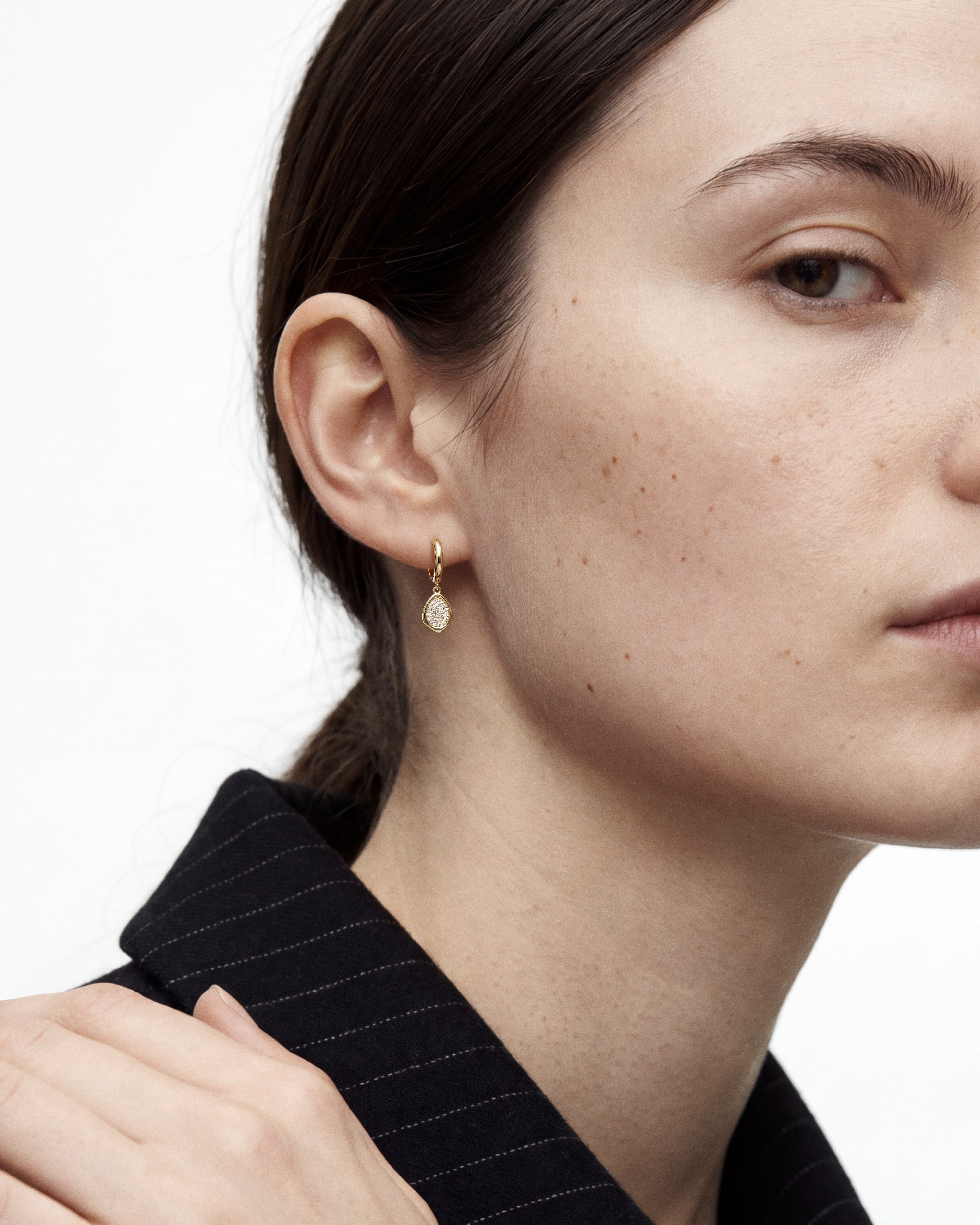 Pave Petal Drop Earrings