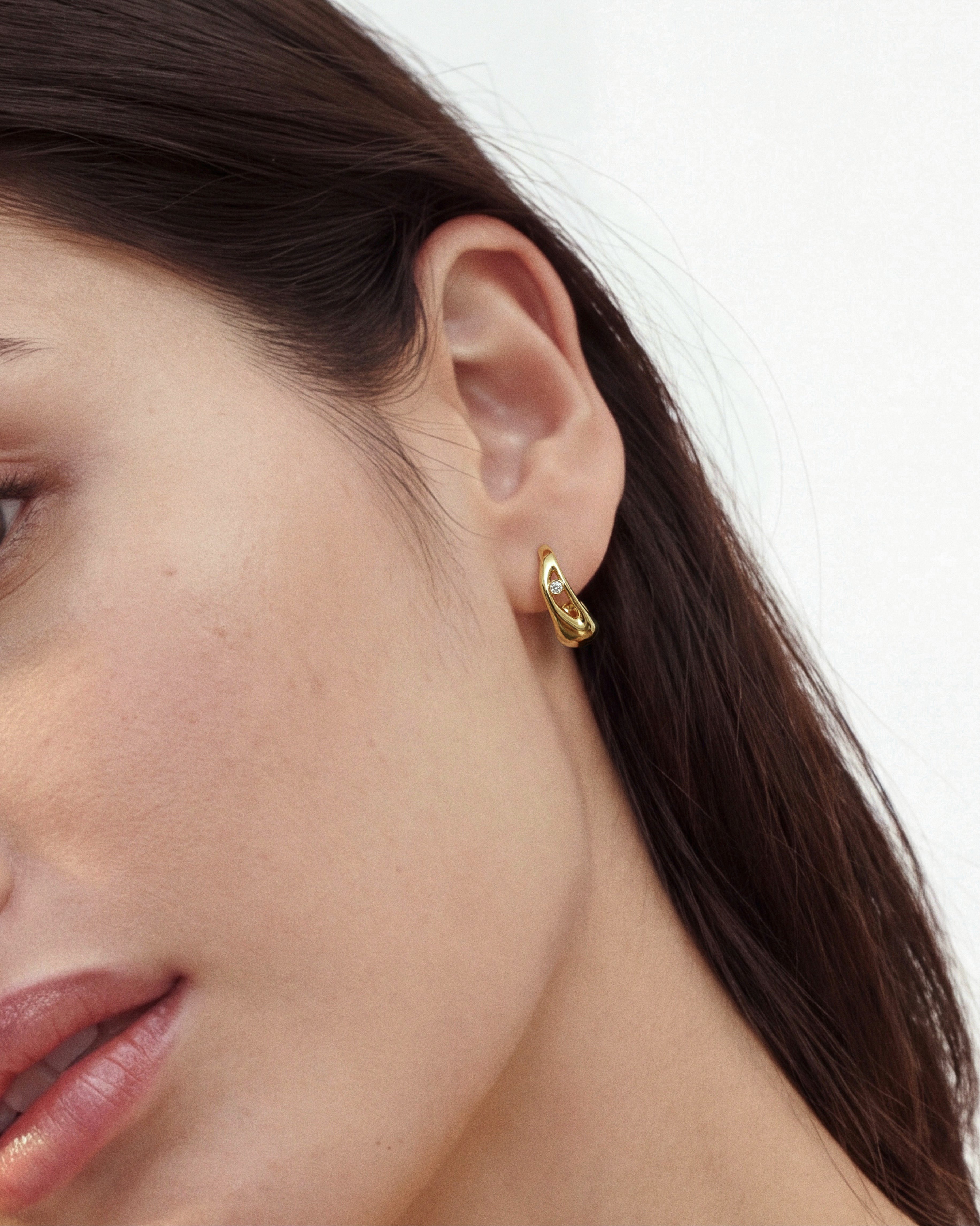 Fluid Diamond Hoop Earrings
